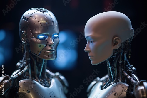 AI takes power and becomes alive, Human robot, The end of mankind. Generative AI.