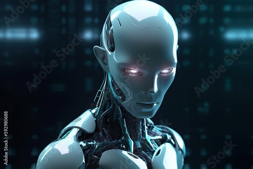 AI takes power and becomes alive, Human robot, The end of mankind. Generative AI.