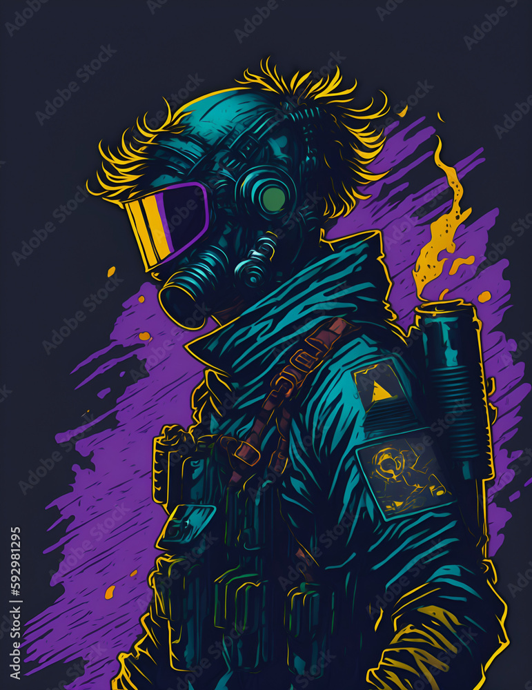 human apocalyptic with gas mask, create with generative Ai human apocalyptic with gas mask, create with generative Ai