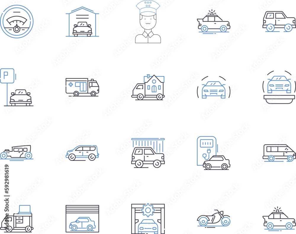 Car and logistic outline icons collection. Car, Logistic, Vehicle, Delivery, Transport, Shipment, Fleet vector and illustration concept set. Automobile, Logistics, Relocation linear signs Car and logistic outline icons collection. Car, Logistic, Vehicle, Delivery, Transport, Shipment, Fleet vector and illustration concept set. Automobile, Logistics, Relocation linear signs