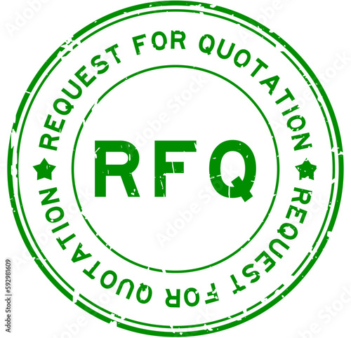 Grunge green RFQ request for quotation word round rubber seal stamp on white background