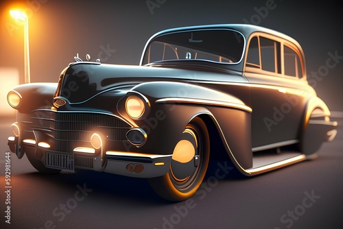 Headlight lamp vintage car  photorealistic   hyperrealistic - generative ai 