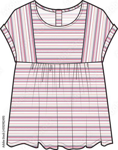 GIRLS AND TEEN WOVEN TOP WITH STRIPE ALL OVER PRINT VECTOR