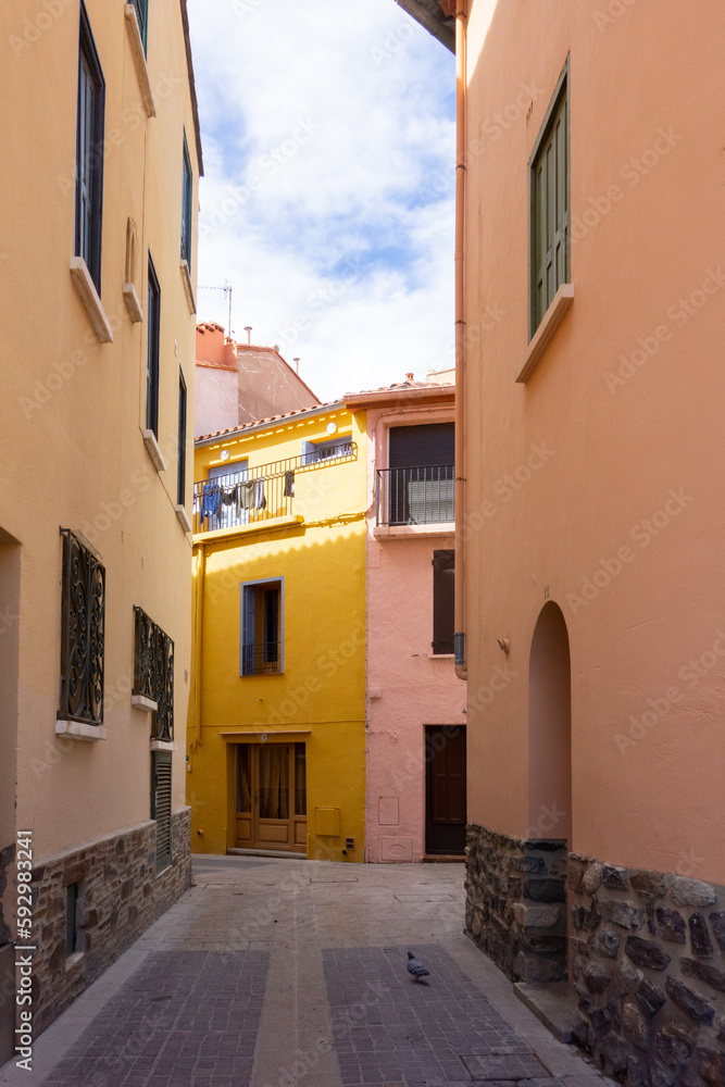 des maisons colorées dans une rue à Collioure