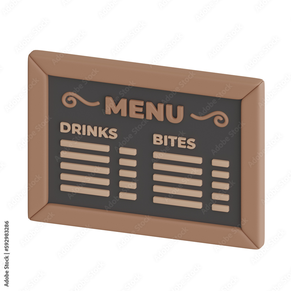 Coffee Menu Board 3D Coffee Illustration Icon Coffee Menu Board 3D Coffee Illustration Icon