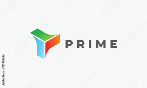 Three star logo vector concept minimalist design triangle style iconic creative colors