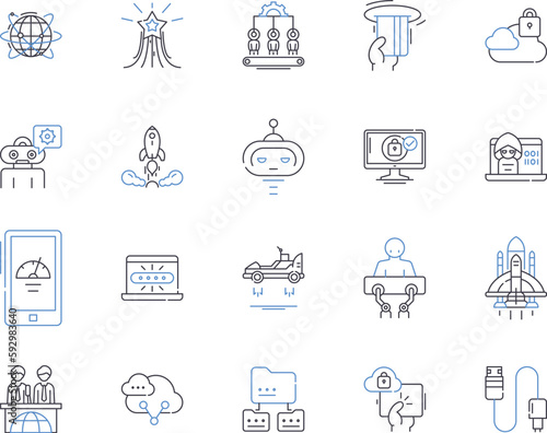 Cybersecurity outline icons collection. Cybersecurity, hacking, malware, encryption, phishing, data, virus vector and illustration concept set. intrusion, firewall, cybercrime linear signs