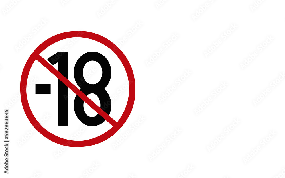 18 sign warning symbol isolated on white background, 18 plus, censored, eighteen age older. 18 sign warning symbol isolated on white background, 18 plus, censored, eighteen age older.