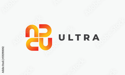 Logo letter U vector alphabet logotype font minimalist concept logotype orange fire color design