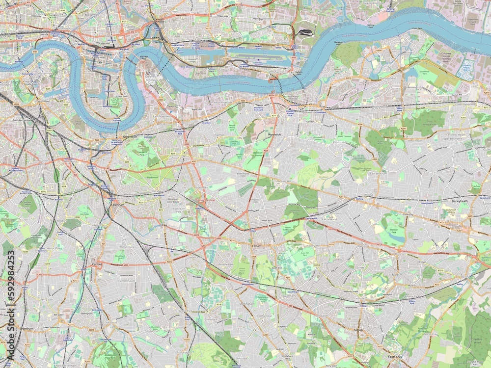 Obraz premium Royal Borough of Greenwich, England - Great Britain. OSM. No legend
