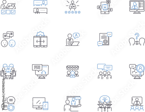 Chatting people outline icons collection. Chatting, People, Conversation, Discussion, Interaction, Communicating, Online vector and illustration concept set. Socializing, Connecting, Greeting linear