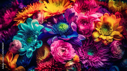Colorful chrysanthemum flowers as background, closeup