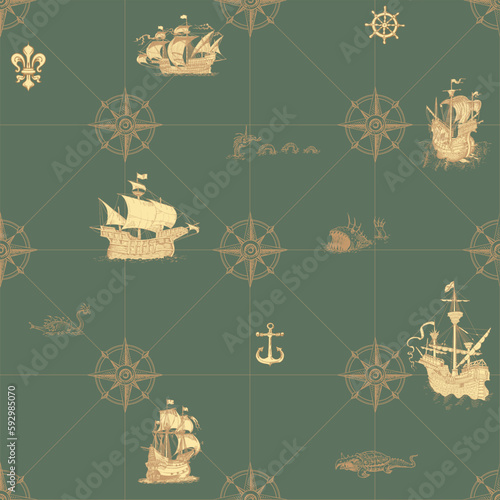 ancient nautical chart of sea routes