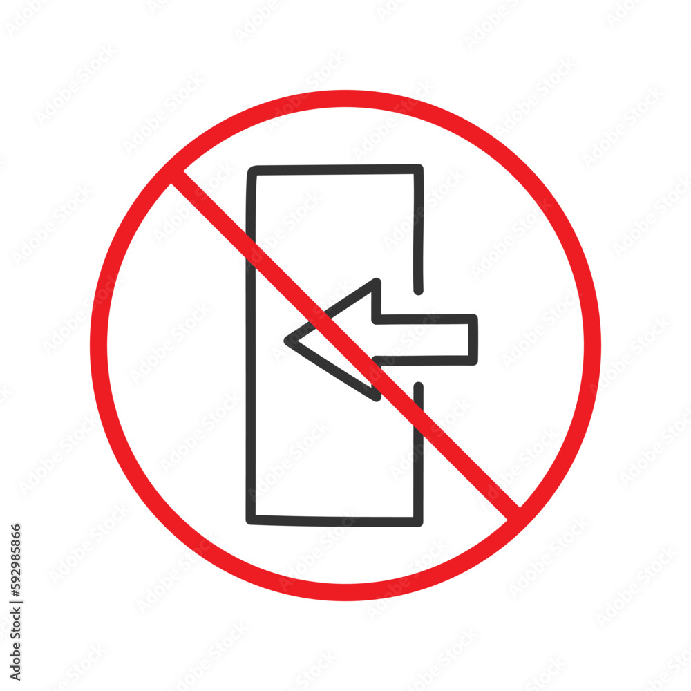 Prohibited exit vector icon. No entry icon. Forbidden exit icon. No fire exit vector sign. Warning, caution, attention, restriction, danger flat sign design symbol Prohibited exit vector icon. No entry icon. Forbidden exit icon. No fire exit vector sign. Warning, caution, attention, restriction, danger flat sign design symbol