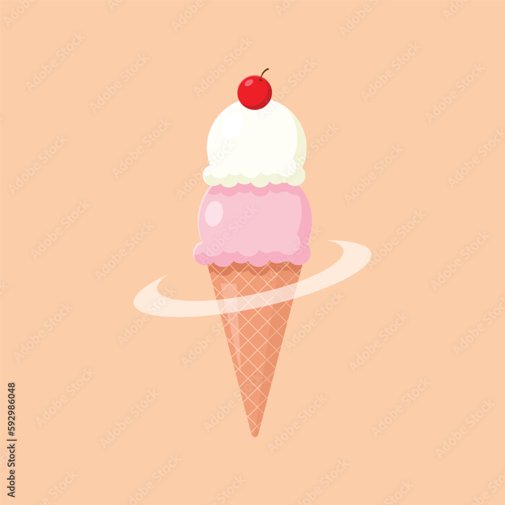 Ice Cream Cone Flat Vector Design Ice Cream Cone Flat Vector Design