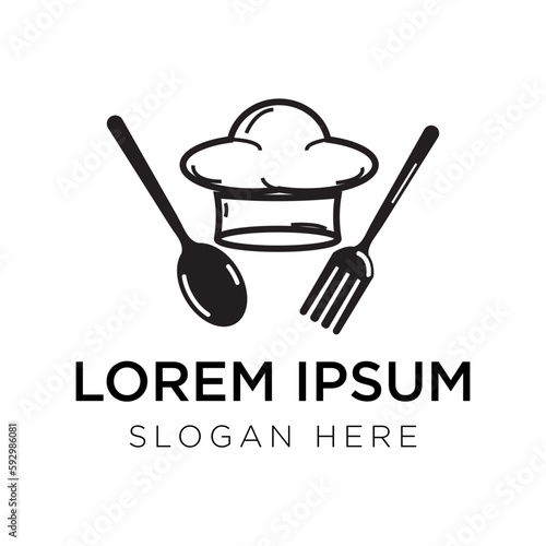 the symbol of the chef's hat, spoon and fork vector illustration isolated on white background