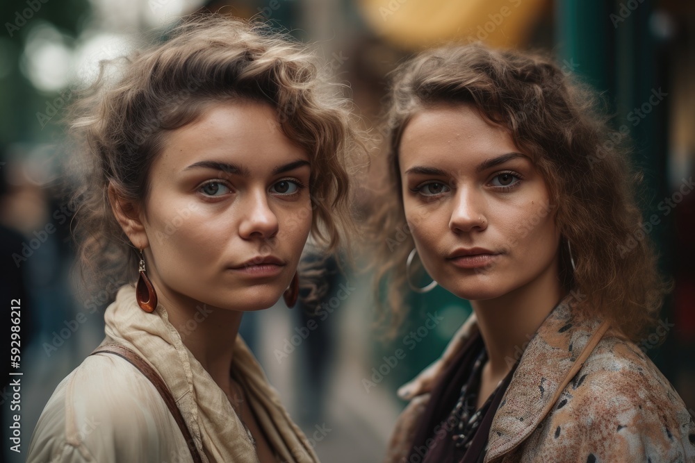 This stunning portrait captures the beauty and confidence of a young woman against the backdrop of a bustling city street Generative AI This stunning portrait captures the beauty and confidence of a young woman against the backdrop of a bustling city street Generative AI