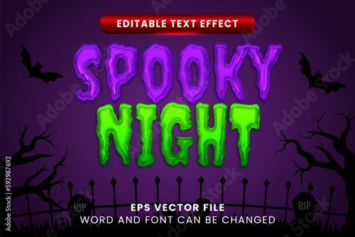 spooky night purple green halloween text effect
