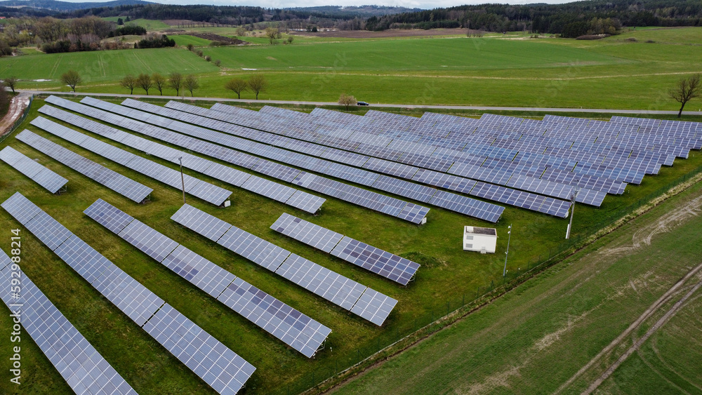 
Solar panels of a solar power plant. New 