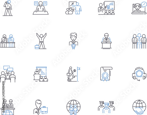 Politics outline icons collection. Politics, Political, Politician, Legislature, Vote, Election, Democracy vector and illustration concept set. Governance, Power, Government linear signs