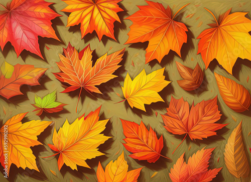 Autumn leaves. Created by a stable diffusion neural network.