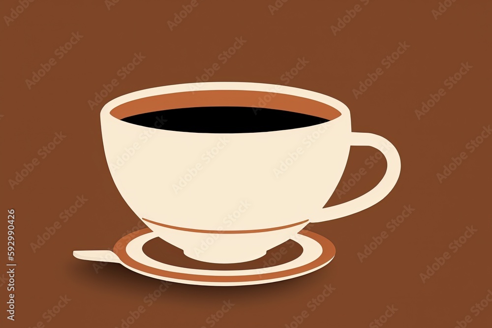 A large coffee bean is simulating the shape of a coffee cup. A large coffee bean is simulating the shape of a coffee cup.