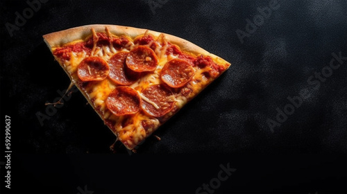 A pepperoni pizza with a black background photo