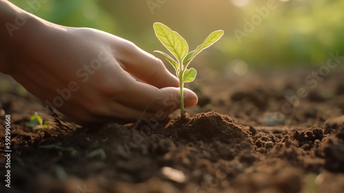 close up hand holding seed plant planting growing plants