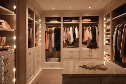 ..Luxury dressing room with built-in lighting and plenty of space
