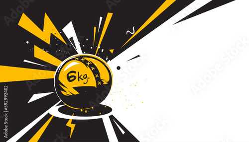 Vector weighted ball abstract background design. The sport eqipment for exercise and fitness gym