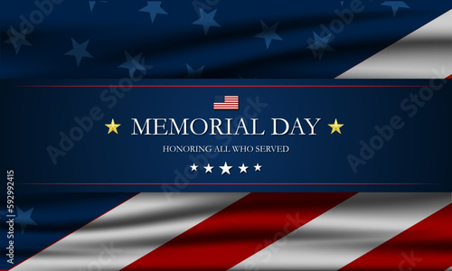 Memorial day background design with honoring all who served text 