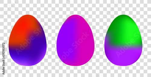 Easter eggs set isolated on white background, colorful gradient. Happy easter