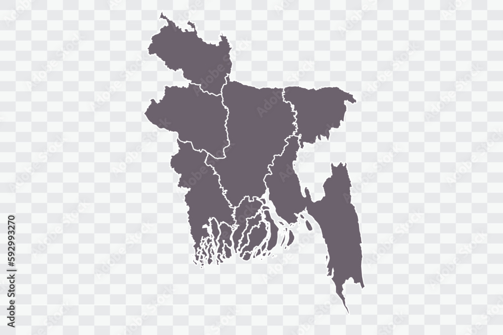 Bangladesh Map Grey Color on White Background quality files Png