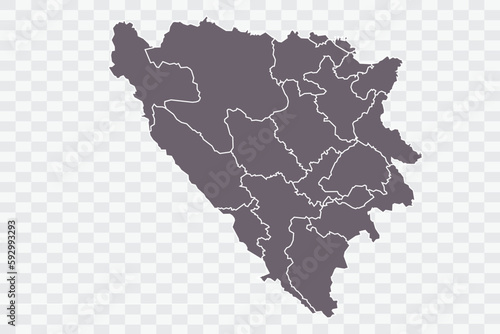 Bosnia Map Grey Color on White Background quality files Png