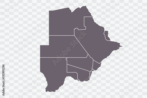 Botswana Map Grey Color on White Background quality files Png