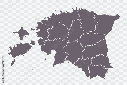 Estonia Map Grey Color on White Background quality files Png