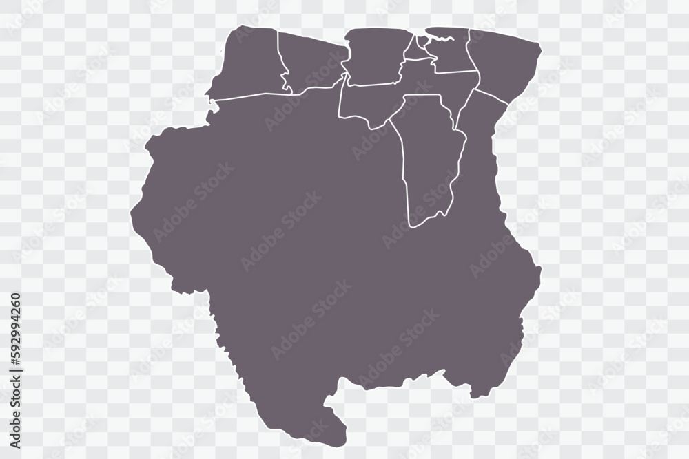 Suriname Map Grey Color on White Background quality files Png