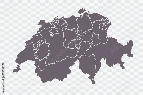 Switzerland Map Grey Color on White Background quality files Png