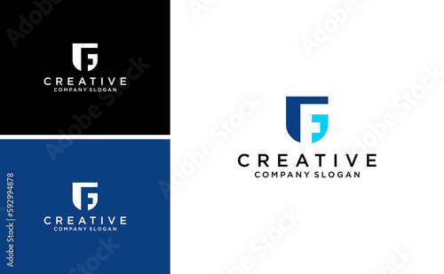 creative letter UF or FU logo design with abstract vector