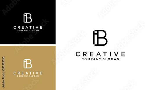 modern simple letter  BI or IB logo design with digital concept and sophisticated
