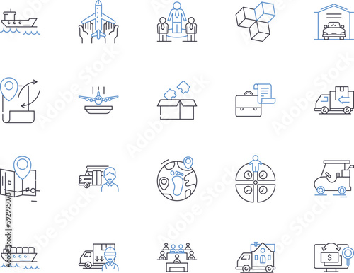 Fulfillment and Distribution outline icons collection. fulfillment, distribution, warehouse, inventory, logistics, supply chain, shipping vector and illustration concept set. receiving, order