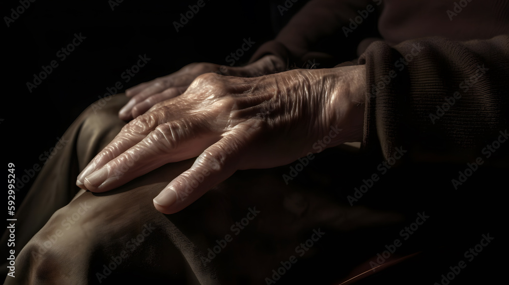 Hands of an old person, created with Generative AI
