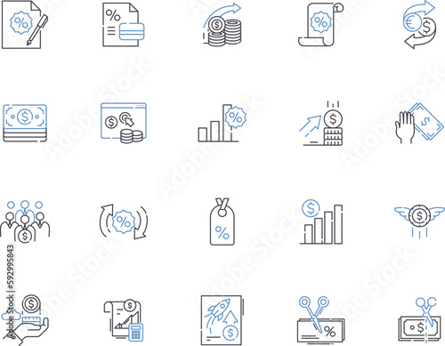 Sales people outline icons collection. Salespeople, Seller, Vendors, Merchandiser, Salesmen, Retailers, Peddlers vector and illustration concept set. Agents, Traders, Brokers linear signs photo