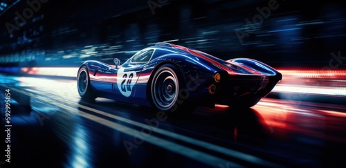 Sport car on the road with motion blur. Generative AI © LAYHONG
