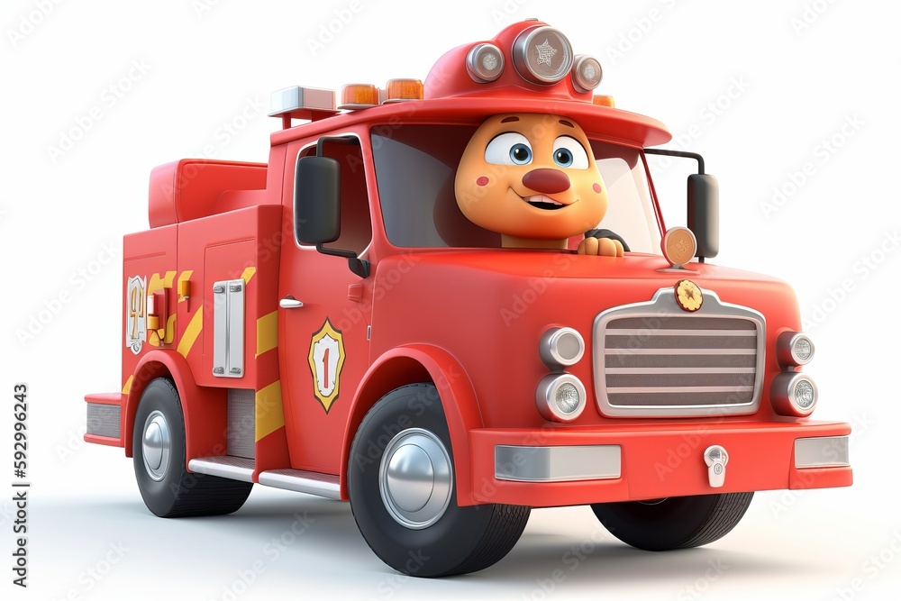 fire truck cute cartoon on white background generative ai fire truck cute cartoon on white background generative ai