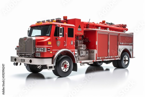 fire truck cute on white background generative ai