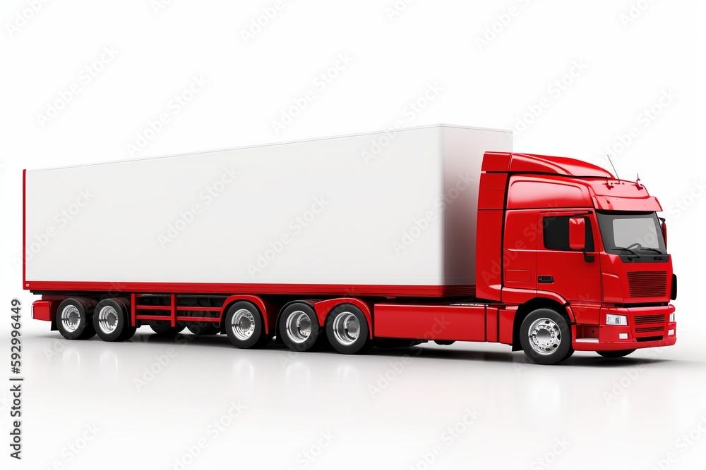 Red truck white lorry with trailer withe Red truck white lorry with trailer withe