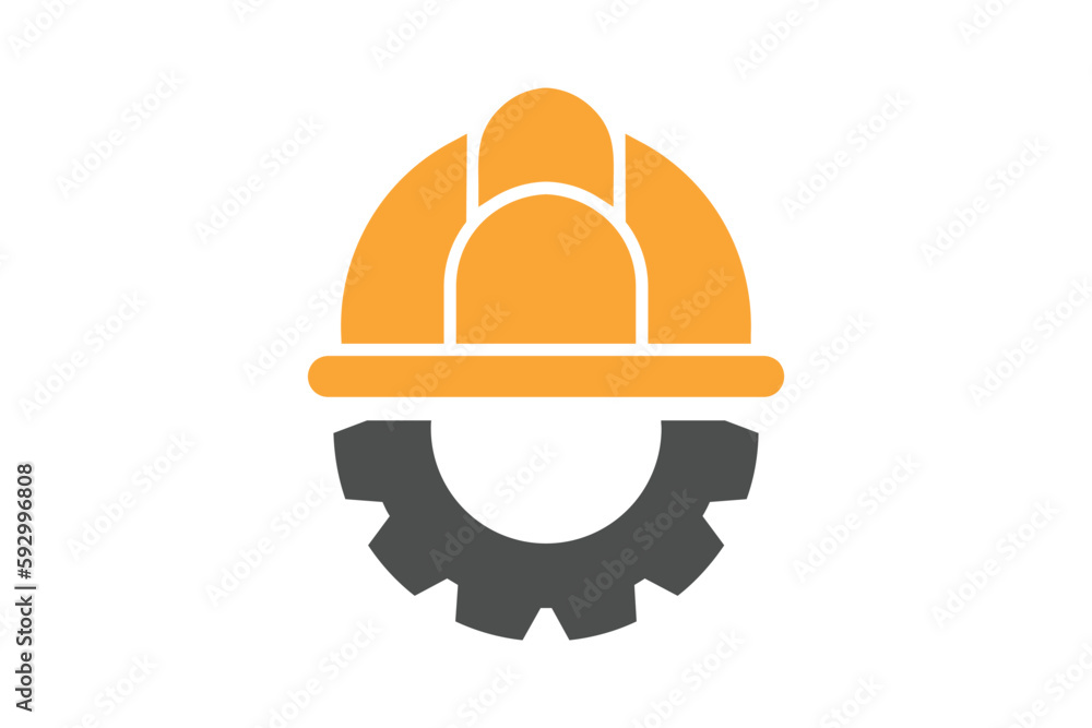 Helmet Construction with Gear design vector Helmet Construction with Gear design vector