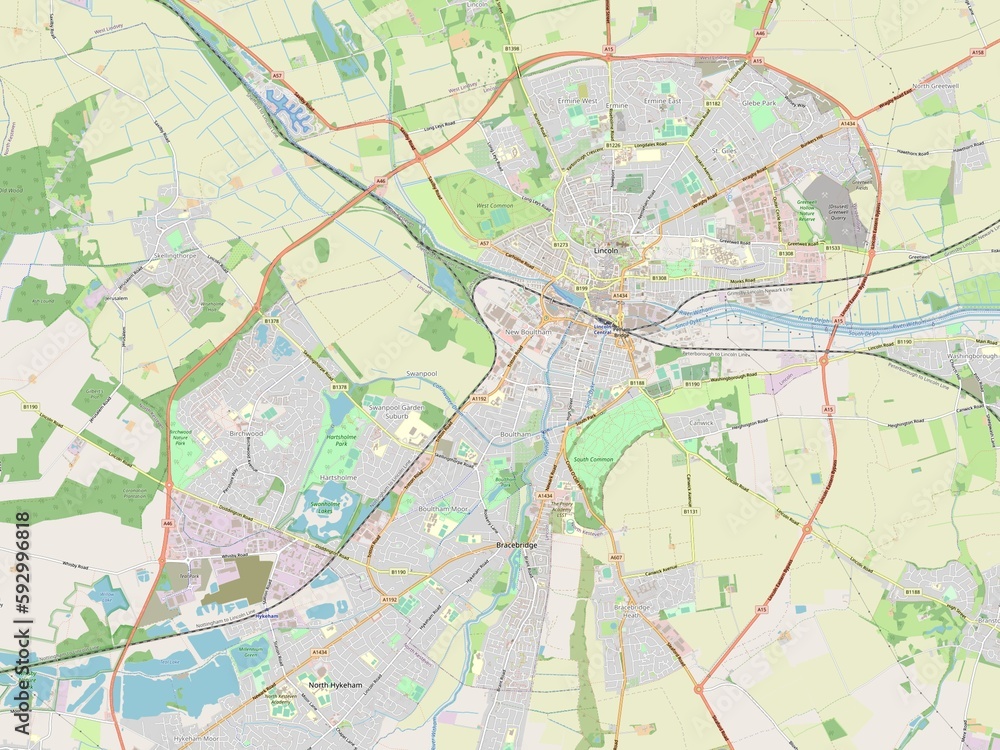 Lincoln, England - Great Britain. OSM. No legend