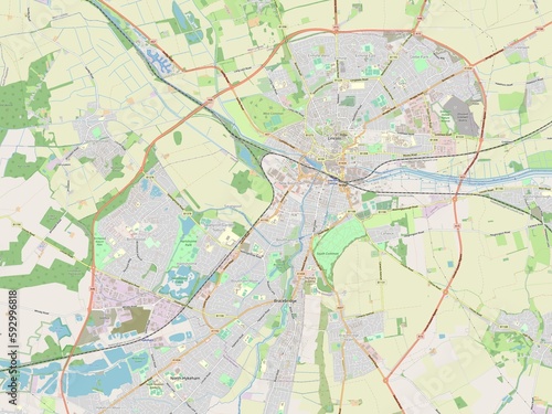 Lincoln, England - Great Britain. OSM. No legend